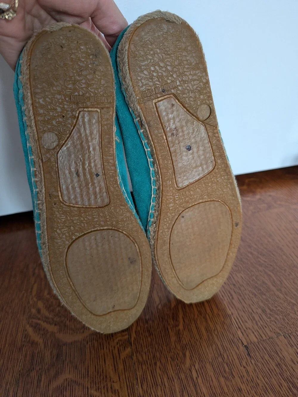 Giorgio Armani Teal Suede Espadrille Ballerina Flats Women's 39 8.5